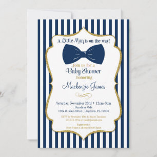 Bow Krawatte Boy Baby Shower Einladung Navy Blue G