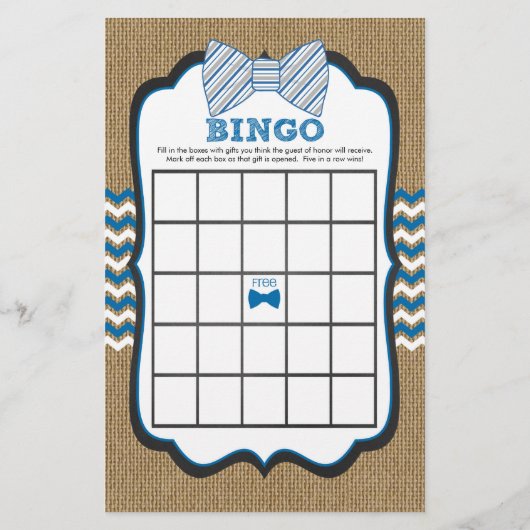 Bow Krawatte Boy Baby Shower Handtasche / Bingo (Rückseite)