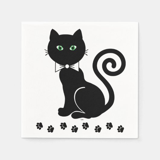 Bow Krawatte Cat Napkins Serviette (Vorderseite)