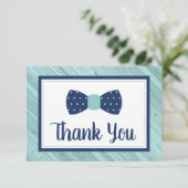 Bow Krawatte Danke Karte, Marine, Aqua (Stehend Vorderseite)