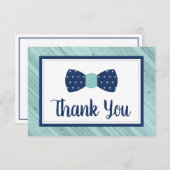 Bow Krawatte Danke Karte, Marine, Aqua (Vorne/Hinten)