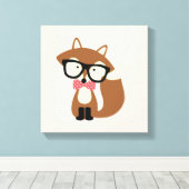 Bow Krawatte Hipster Brown Fox Leinwanddruck (Insitu (Holzboden))