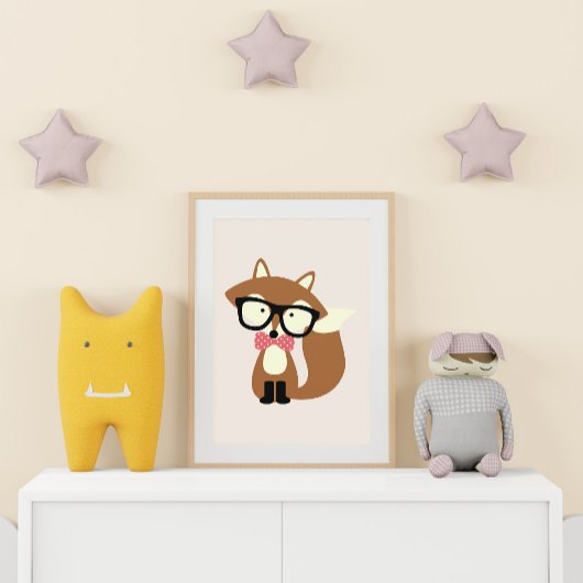 Bow Krawatte Hipster Brown Fox Poster