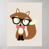 Bow Krawatte Hipster Brown Fox Poster (Vorne)