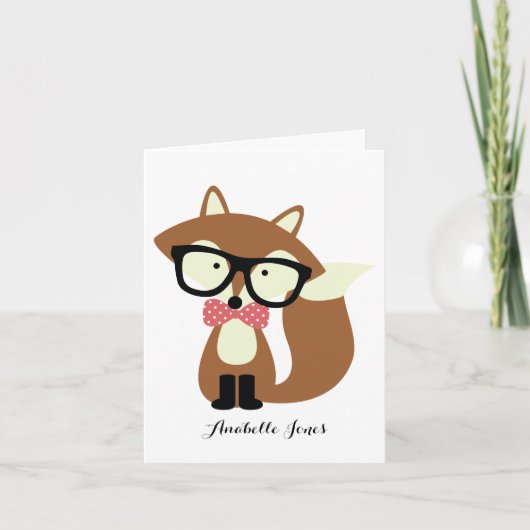 Bow Krawatte Hipster Fox geklappt Dankeschön Hinwe Dankeskarte (Vorderseite)