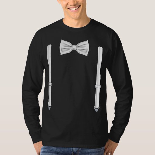 Bow-Krawatte mit Suspendern Funny Wedding T-Shirt (Vorderseite)