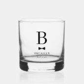 Bow Krawatte Monogram Trauzeugen Trauzeuge Hochzei Whiskyglas (Vorderseite)