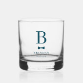 Bow Krawatte Monogram Trauzeugen Trauzeuge Hochzei Whiskyglas (Vorderseite)
