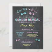 Bow-Krawatte oder Bows Gender Reveal Baby Dusche e Einladung (Vorderseite)