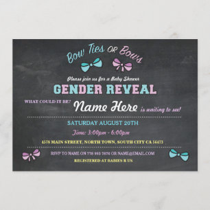 Bow-Krawatte oder Bows Gender Reveal Baby Dusche e Einladung