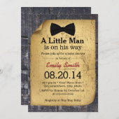 Bow Krawatte Rustic Wood Boy Babydusche Einladung (Vorne/Hinten)