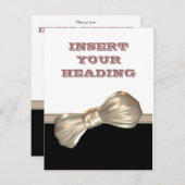 Bow Krawatte Schwarz-weiß Creme Einladung (Vorne/Hinten)