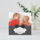 Bow Krawatte Twin Baby Boy Foto Geburtsankündigung Ankündigung (Stehend Vorderseite)