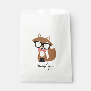 Bow Krawatte und Brille Hipster Brown Fox Personal Geschenktütchen