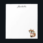 Bow Krawatte und Brille Hipster Brown Fox Personal Notizblock<br><div class="desc">Adorable Vektorgrafik eines niedlichen kleinen braunen Fuchs mit einem übergroßen Brillenpaar und rot-weiß polka Punkt Muster Bogen Krawatte.</div>