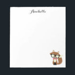 Bow Krawatte und Brille Hipster Brown Fox Personal Notizblock<br><div class="desc">Adorable Vektorgrafik eines niedlichen kleinen braunen Fuchs mit einem übergroßen Brillenpaar und rot-weiß polka Punkt Muster Bogen Krawatte.</div>