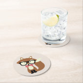 Bow Krawatte und Brille Hipster Brown Fox Runder Pappuntersetzer (Vor Ort)