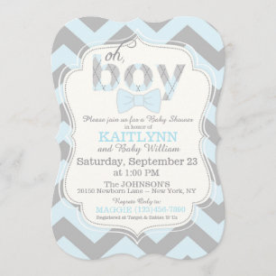 Bow-Krawatte und Zickzack Print Boy Baby Dusche la Einladung