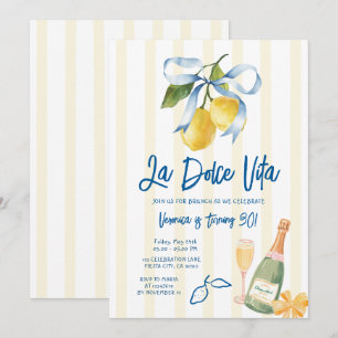 Bow La Dolce Vita 30. Geburtstagsfeier mit Zitrone Einladung