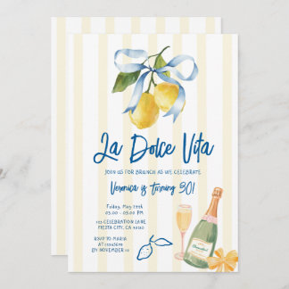 Bow La Dolce Vita 30th Lemon Citrus Birthday Party Einladung
