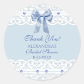 Bow Lace Etwas Blue Brautparty Vielen Dank Runder Aufkleber (Vorderseite)