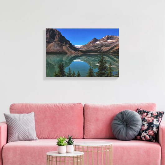 Bow Lake in Banff ummantelte Canvas Leinwanddruck (Insitu (Wohnzimmer))