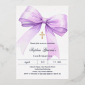 Bow lavender girl silver Confirmation Folieneinladung (Vorderseite)