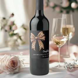 Bow Leopard drucken schwarzen Junggeselinnen-Absch Weinetikett