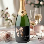 Bow Leopard drucken schwarzes Brautparty Schaumweinetikett