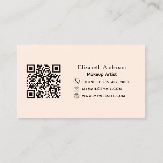 Bow Leopard Druckpfirsich braun qr Code Visitenkarte (Rückseite)