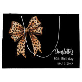 Bow Leopard Print schwarz Geburtstag Große Geschenktüte (Rückseite)