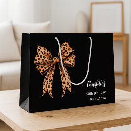 Bow Leopard Print schwarz Geburtstag Große Geschenktüte