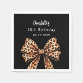 Bow Leopard Print schwarz Geburtstag Serviette (Vorderseite)
