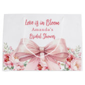 Bow Liebe ist in Bloom rosa Blumensträuße Brautpar Große Geschenktüte (Vorderseite)