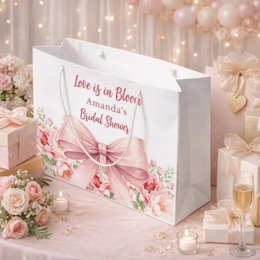 Bow Liebe ist in Bloom rosa Blumensträuße Brautpar Große Geschenktüte