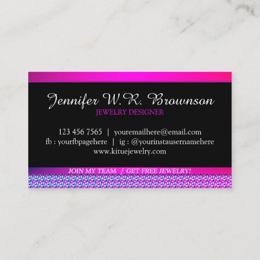 Bow Lila Diamond Jewelier Visitenkarte (Rückseite)