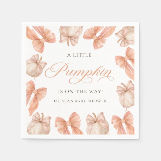 Bow Little Pumpkin Baby Dusche Napkins Serviette (Vorderseite)