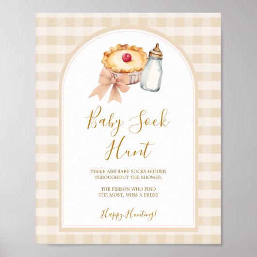 Bow Little Süsse Pie Pastel Gingham Baby Sock Hunt Poster (Vorne)