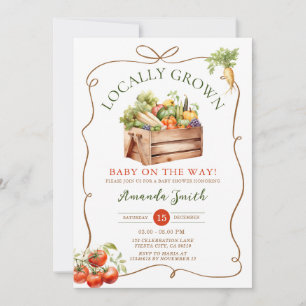 Bow lokal angebaute Fresh Market Veggie Baby Showe Einladung