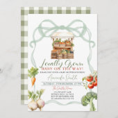 Bow lokal angebaute Frischmarkt Babydusche Einladung (Vorne/Hinten)