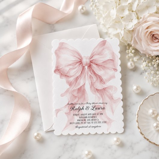 Bow Luxus Mädchen Baby Shower Einladung
