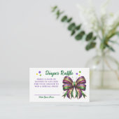 Bow Mardi Gras Diaper Raffle Request Begleitkarte (Stehend Vorderseite)