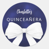 Bow Marine Blau Quinceanera Runder Aufkleber (Vorderseite)