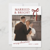 Bow Married and Bright Weihnachtskarte Feiertagskarte (Vorderseite)