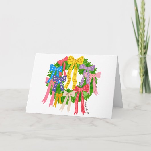 Bow Merry And Bright Christmas  Karte (Vorderseite)