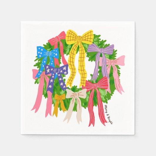 Bow Merry And Bright Christmas  Serviette (Vorderseite)