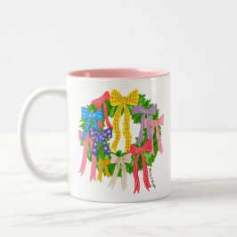 Bow Merry And Bright Weihnachten Zweifarbige Tasse