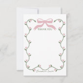 Bow mit Blume Vine Baby Dusche Dankeskarte (Vorderseite)