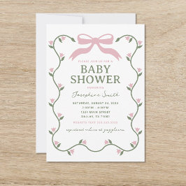 Bow mit Blume Vine Baby Dusche Einladung