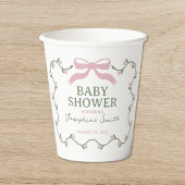 Bow mit Blume Vine Baby Dusche Pappbecher
